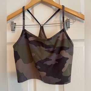 Aerie Black and Green Camo Fitted Camisole Crop Top Sports Bra Recharge. Size S